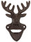 zeitzone Wandflaschenöffner Hirsch Vintage Flaschenöffner Rustikal Gusseisen Antik-Braun