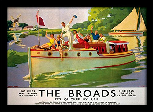 National Railway Museum Norfolk Broads Framed Print, Multi-Colour, 30 x 40 cm