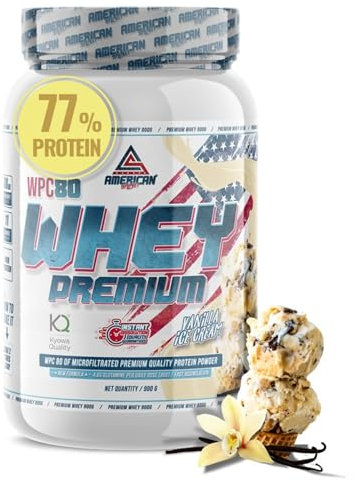 AS American Suplement | Whey Protein | Protéine de Lactosérum Premium | Favorise la Prise de Masse Musculaire | Haute Concentration en Protéines | Kyowa Quality® (900 gr, Vanille)