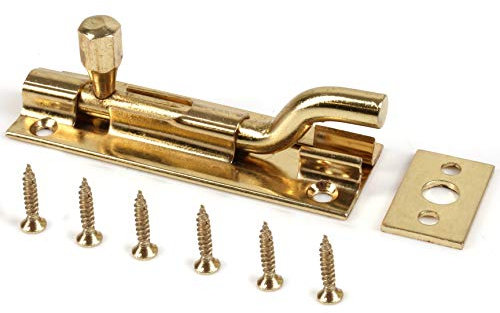 Necked Slide Bolt - 75mm Small Offset Brass Toilet Door Lock