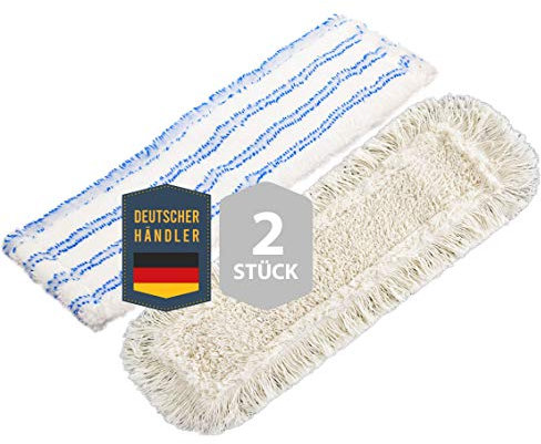 Wischmoppbezug Ersatzbezug Doppelpack Set für 40 cm Wischmopp Klapphalter Made IN Europe, Bodenwischer Mopp für Öle Microfaser & Baumwolle Bodenbeläge wie Laminat Echtholzböden, Dielen, Fliesen Tuch