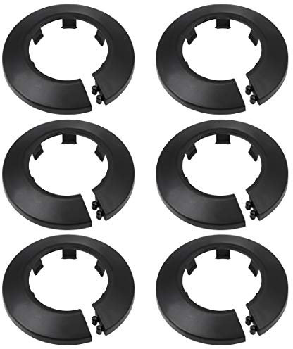 sourcing map Tuyau PP Radiateur Escutcheon Tuyau D'eau Décoration Noir 6 Pcs