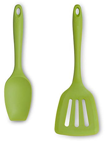 Zeal JSET12L Non-Stick Silicone Large Spatula Spoon & Turner 2-Piece Set-Lime
