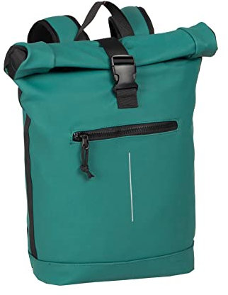 New Rebels Unisex Wasserabweisender Rolltop-Rucksack – 21l Rolltop-Backpack mit 15,6-Zoll-Laptopfach – Reiserucksack mit Klickverschluss – Rucksack mit Vordertasche – flexible Aufbewahrung - Petrol