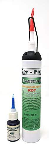Ber-Fix Thermosil Gasket Motor Dichtmasse Rot mit Schraubensicherung - Hochtemperaturbeständig bis 300°C, Sofortmontage-Set für Ölwanne und mehr