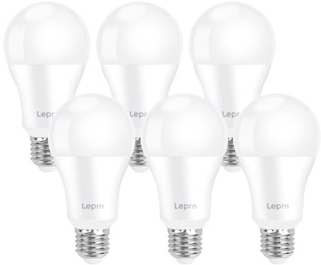 Lepro E27 Screw Bulbs 100W Equivalent, Warm White 2700K E27 LED Bulb, 13W 1520LM Edison Screw LED Light Bulb Super Bright, Energy Saving Light Bulbs, Non Dimmable, Pack of 6