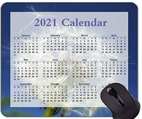 Kalender für 2021 Jahre Mouse Pad, Nahaufnahme von Löwenzahn mit Samen Mousepads