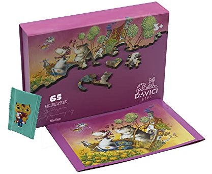 DAVICI Holzpuzzle für Erwachsene und Kinder Einzigartiges Puzzle für die ganze Familie | 65 Teile | Kollektion M - Fliegende Kühe