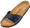 Palado Damen Pantoletten Malta - elegante Sandalen mit verstellbarem Riemen - Hausschuhe für Frauen mit Kork-Fussbett - Sandaletten mit Leder-Laufsohle Basic Matt Blau 39 EU