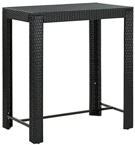 vidaXL Mesa Alta para Jardín Muebles Mobiliario Cocina Salón Sala de Estar Exterior Patio Estable Duradera Ratán Sintético Negro 100x60,5x110,5 cm