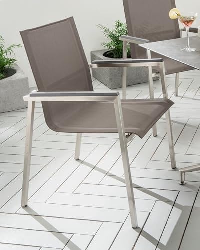 Destiny Gartensessel Altos II 2er Set Edelstahl + Textilene, Taupe