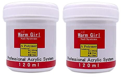 Warm Girl Lot de 2 poudres acryliques transparentes roses pour manucure française 120 g