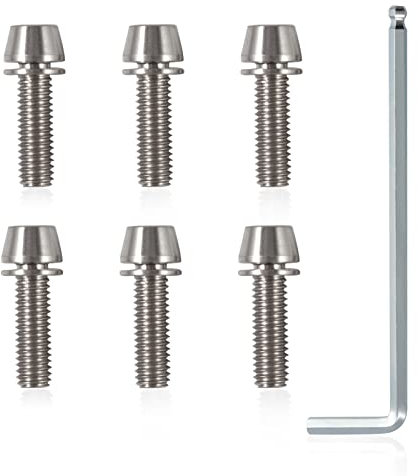 SPEEDWOX 6 Stück Inbus-Sechskantschrauben mit Sechskantschlüssel, Titan M6 x 20 mm mit Unterlegscheibe, MTB, Rennrad, Mountainbike, Fahrrad, Vorbauschraube, Titan, für MTB, Fahrrad, Vorbau