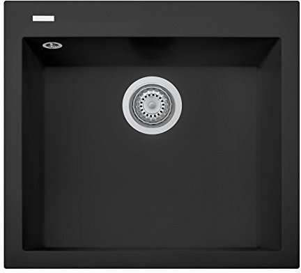 Lavello in quarzo da cucina incasso PLADOS Roxana vasca singola 56cm - Nero Matt