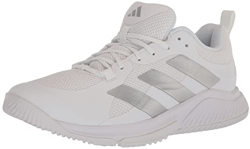 Adidas Women's Court Team Bounce 2.0 Indoor Shoe, White/Silver Metallic/Grey, 13 UK