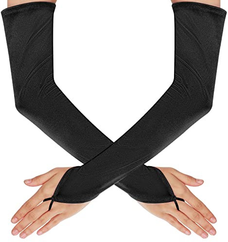 Yolev Damen Fingerlose Handschuhe Lange Schwarz Satin Handschuhe 1920er Jahre Vintage Opernhandschuhe für Damen Mädchen Hochzeit Abschlussball Teeparty Kleidungs Zubehör