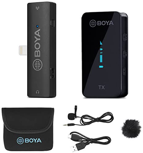 BOYA XM6-S3 Wireless Lavalier Microphone for iPhone/iPad, 2.4GHz Wireless Lapel Microphone with OLED Display & Bulit in Microphone for YouTube, Tiktok Live Stream, Video Recording, Vlogging