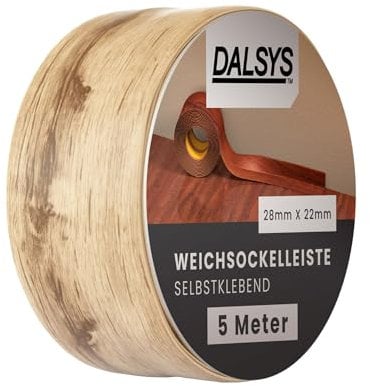 Dalsys Weichsockelleiste selbstklebend Gebleichte Eiche 5m Klebeleiste, Abschlussleiste für Fugen in Wohnbereich, Küche, Bad, aus PVC Kunststoff