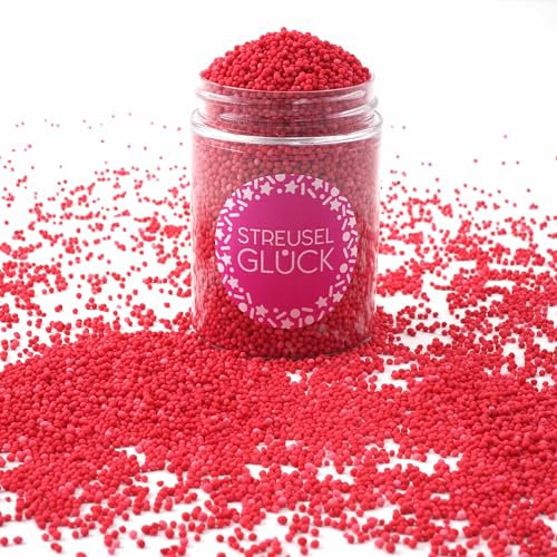 Streusel Glück Streusel Just Pure rot 90g Nonpareilles Zuckerperlen Zuckestreusel Kindergeburtstag Weihnachten Tortendeko Cupcakes Muffins Christmas Kuchenstreusel Plätzchen Torte