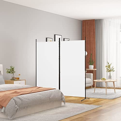 WIFESE Paravent 2 Panneaux Blanc 175x180 cm Tissu Séparation de Pièce Polyvalente Cloison de Séparation de Chambre Espace Privé Séparation de Salon Cuisine Mur de Fond Bloquer Le Soleil