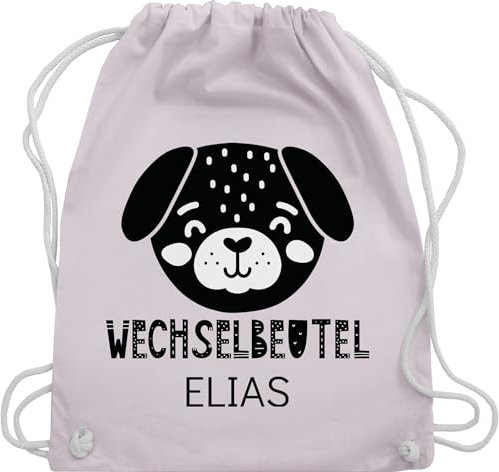 Turnbeutel Rucksack - Kita Beutel Wechselsachen Mädchen - Wechselbeutel mit Hund - Unisize - Pastell Rosa - personalisierter wechselkleidung kindergartenbeutel personalisierte wechsel stoffbeutel