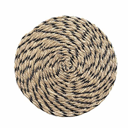 Douceur d'Intérieur Nala - Mantel Individual (38 cm de diámetro, pajilla y Polipropileno), Color Negro