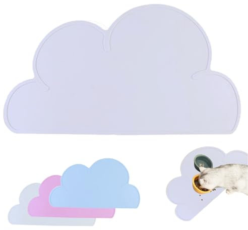 GaoBangM Non-Slip Silicone Pet Food Mat - Waterproof Feeding Mat for Cats and Dogs (Grey Cloud)