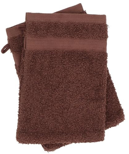 Lot de 2 Gants de Toilette 16x21 cm Luxor Marron