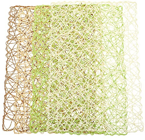 Kichvoe Set Di 4 Tovagliette in Paglia Intrecciata A Mano - Tovagliette Decorative Rustiche Quadrate Antiscivolo Resistenti Calore