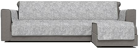 Italian Bed Linen Glamour Rutschfester Sofabezug mit Halbinsel rechts, hellgrau, 240 cm