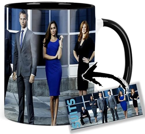 Suits Gabriel Macht Patrick J Adams Tasse Innen & Henkel Schwarz Keramikbecher Mug