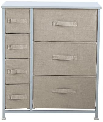 SVITA ARI Schubladenschrank Ordnungssystem Regal Metall mit Stoff-Boxen Metall-Regal Creme Weiß