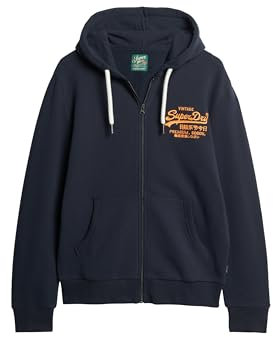 Superdry Herren Neonfarbene Kapuzenjacke mit Vintage-Logo Finster Marineblau L