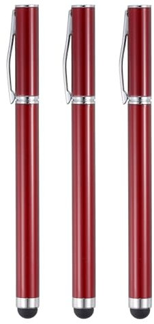 QUARKZMAN 3 Bolígrafos con Punta de Stylus 2 en 1 Bolígrafos de Tinta y Punta de Goma Fina para Pantallas Táctiles Capacitivas Universales Rojo