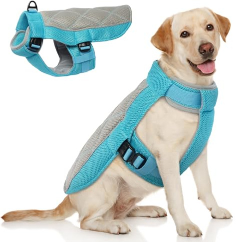Hjumarayan Chaleco refrescante para perro, abrigo refrescante transpirable para perros con cuello y barriga ajustables, abrigo reflectante para perro, elegante chaqueta de refrigeración para perro con