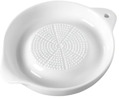 1 Pack Advanced Ceramic Grater Plate for Ginger, Garlic, Onion, Cheese, Lemon, Chocolate, Vegetables and Fruits in Kitchen, White, 4 Inches