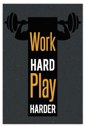 Poster auf Leinwand mit inspirierenden Zitaten Work Hard, Play Hard, Schlafzimmer-Dekor, Landschaft, Büro, Raumdekoration, Geschenk, Unrahmen: 40 x 60 cm