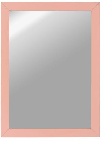 CLAMARO 'Vision' Wandspiegel 40x70 cm maßgefertigt | Rosa Pastell | Moderner eckiger Spiegel mit MDF-Holzrahmen, inkl. Metall Aufhänger und Montagematerial (Querformat & Hochformat)