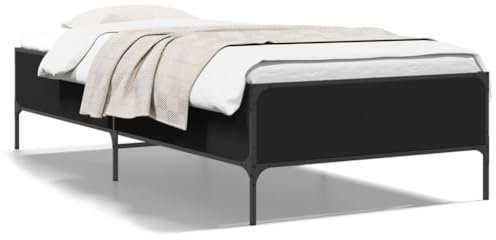 vidaXL Bettgestell Schwarz 100x200 cm Holzwerkstoff und Metall