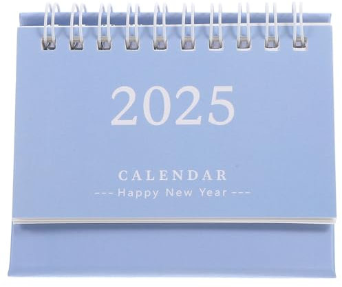 Mini Tischkalender 2024-2025, 9,5x7,5cm, Stehkalender, Klappbarer Tischkalender, Monatskalender, Notizblock, Terminplaner FüR Zuhause Und BüRo, Hellblau
