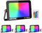 RIGIDON 4 pezzi 100W Faretto LED RGB con Telecomando, Proiettore 16 Colori 4 Modalità Funzione di Memoria Proiettore da Interno Esterno, Impermeabile IP66 Faretti LED per Halloween Natale Giardino