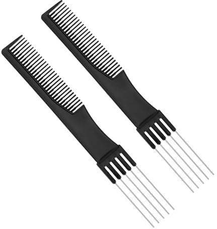 2 Peines para Mujer, Peine de Doble Cabeza con Tenedor de Metal Herramienta para Recoger El Cabello Peine para Peluquería, Cabello Fino y Grueso