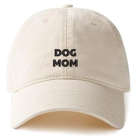 MIMAYIN Dog Mom Beige Baseball Cap Stickerei Basecap Baumwolle Verstellbare Reine Farbe Baseballmütze Sport Visier Hut für Herren Damen