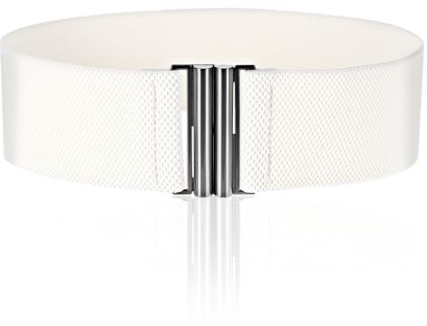 JIEYAO Breiter elastischer Taille Gürtel für Frauen, Vintage Stretch Taille Gürtel mit Schloss Schnalle (Weiß)