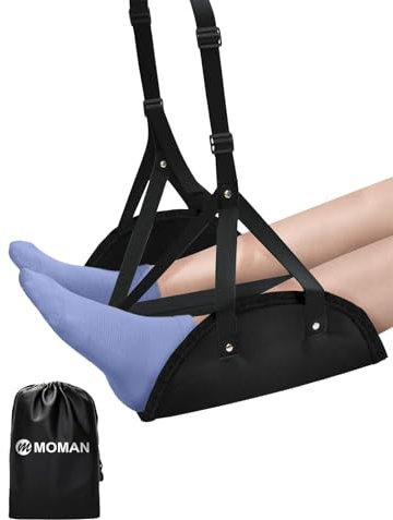 Fußstütze Flugzeug, Moman Flugzeugfußstütze Hängematte Reisen Essentials Upgrade Komfort Beinstütze für Lange Flüge Auto Fahren Büro unter Schreibtisch, Fußstütze-Flugzeug-Hängematte-Footrest-Airplane