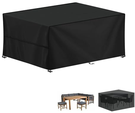 LAMUNI Housse Table Jardin, 420D Oxford Bâche Table de Jardin, Imperméable Bache de Protection Exterieur Salon de Jardin, Housse pour Mobilier de Jardin, Ensembles de Table et de Canapé, 170x100x75cm