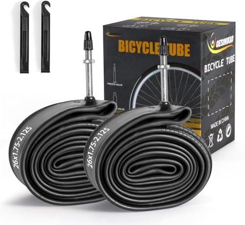 2er-Pack 26 Zoll Fahrradschlauch FV48mm Presta Ventil kompatibel Reifenschlauch 26 x 1.75/1.9/1.95/2.0/2.1/2.125, 26 Zoll Schlauch für Elektro/Mountain/Fahrrad