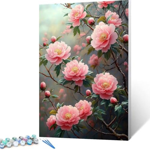 Malen Nach Zahlen Erwachsene Blume, Paint by Numbers Baum Malen Nach Zahlen, DIY Vorgedruckte Leinwand Ölgemälde Kits, öLgemäLde Bastelset Erwachsene DIY, Home Haus Decor Geschenk 90x120cm B- 8