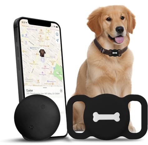 Nasuanata Tracker für Hunde, Schwarz Positionstracker Ohne ABO mit Silikonhülle, Kein GPS Tracker Hund Tiertracker funktioniert mit Find My (nur iOS)