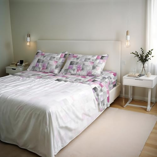 River Cotton Double Bed Sheet Set, Made in Italy – Complete Bed Set, Fitted Sheet, Top Sheet 240 x 300 cm and 2 Pillowcases with Inner Flap (Double, The)